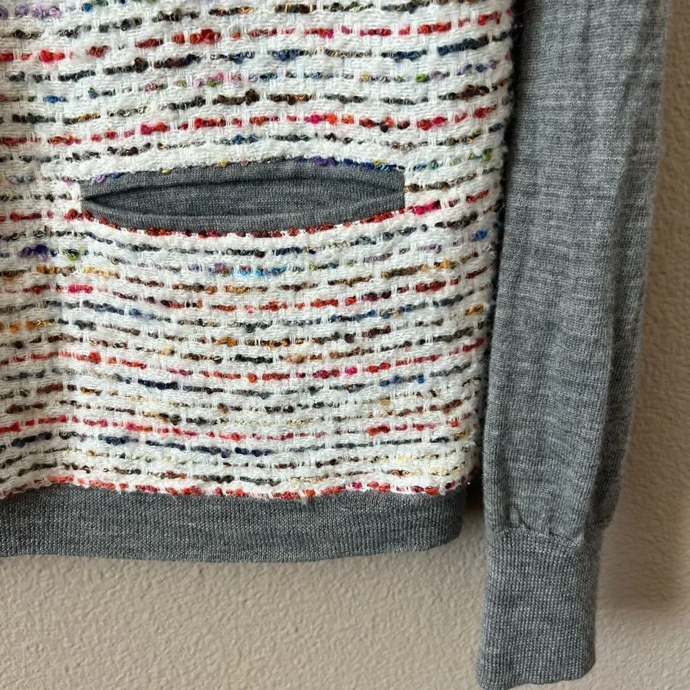 J. Crew Tweed Front Merino Wool Sweater Top